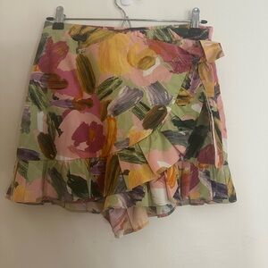 Zara Asymmetrical Skort in Pink and Green Brushstroke-09